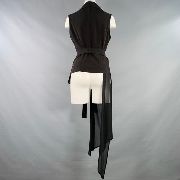 LA HAINE Size M Black Polyester Blend Mixed Fabrics Zip Up Vest - Picture 3 of 6